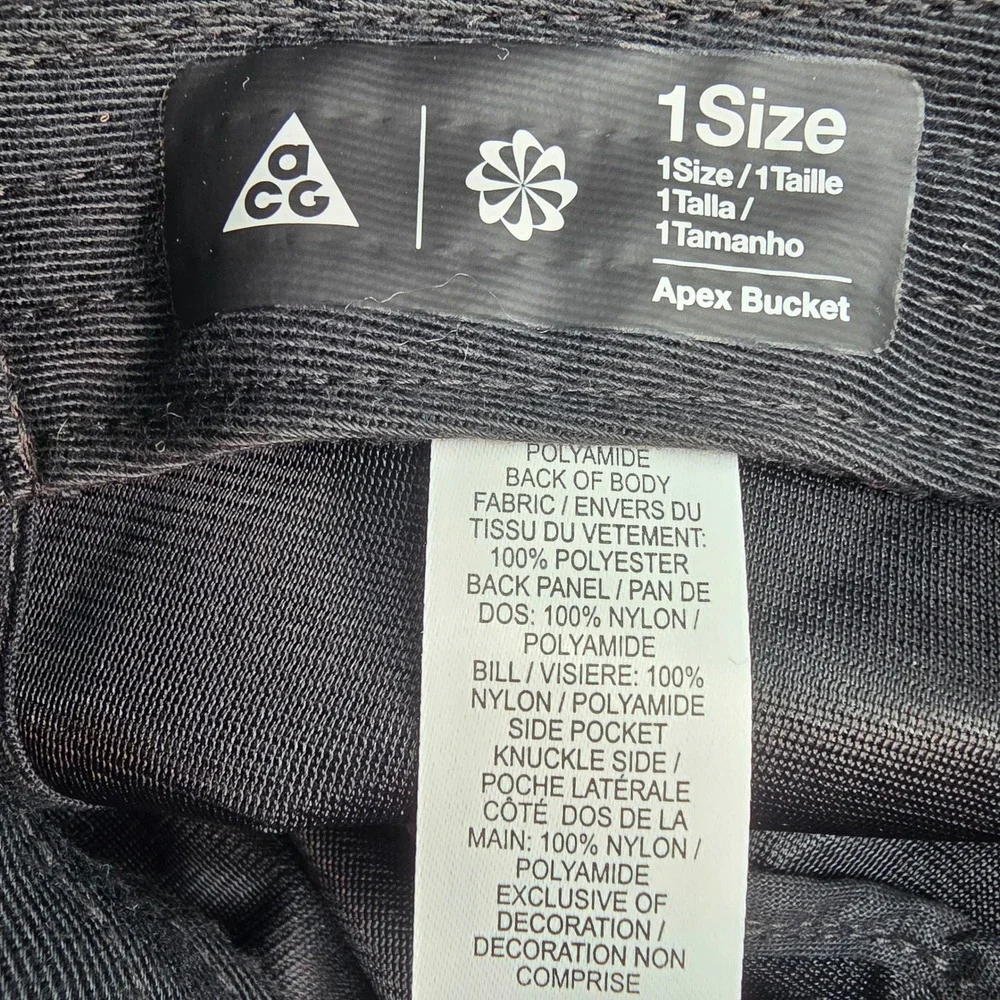 Nike ACG Kids Apex Bucket Hat Black Detachable Neck Flap HJ7023-010 One Size